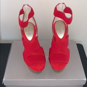 Bakers: Red Platform Heel Sandals